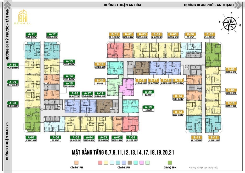 Mặt Bằng Dự án Căn Hộ Ben Hill Tầng 5-21